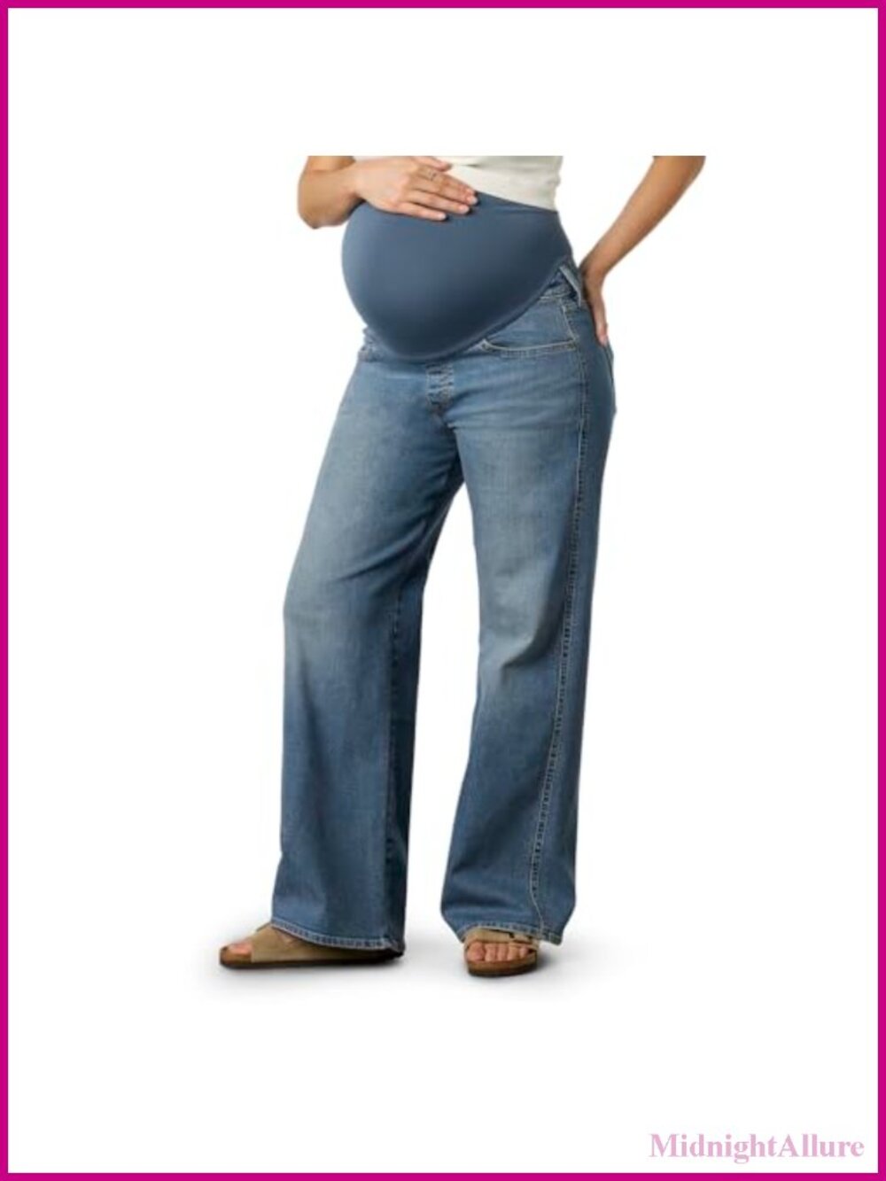 Maternity Comfort-Stay Wide Leg High Rise Pull On Jeans